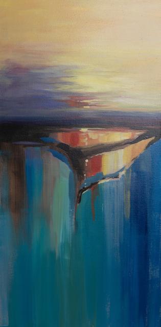 Full scale abstract wave painting, fault line composition
