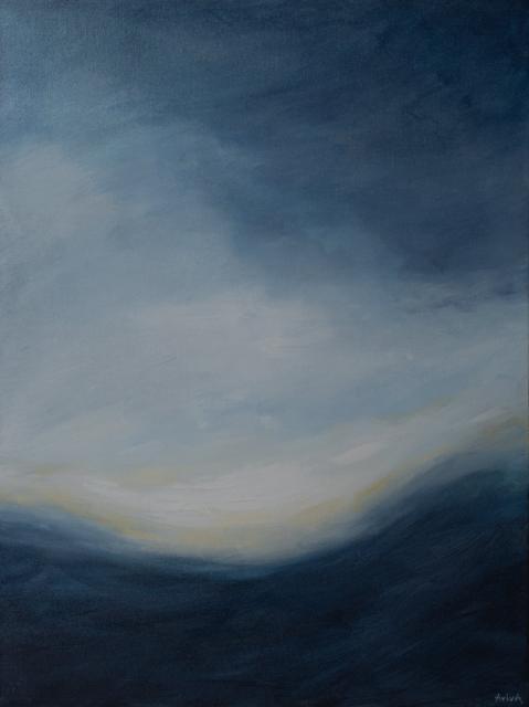Moody dark clouds over deep water