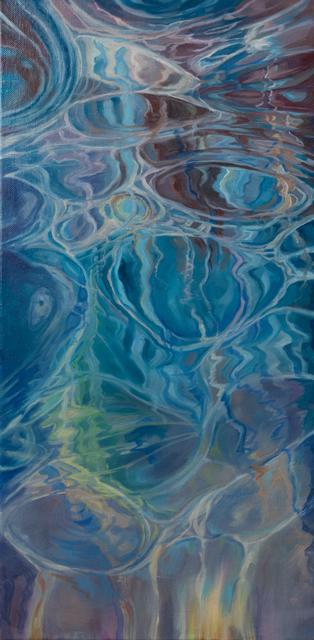 Vertical abstract painting of reflected ripples