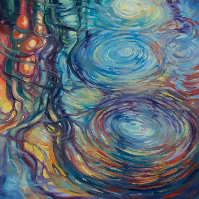 Abstract swirling ripple painting