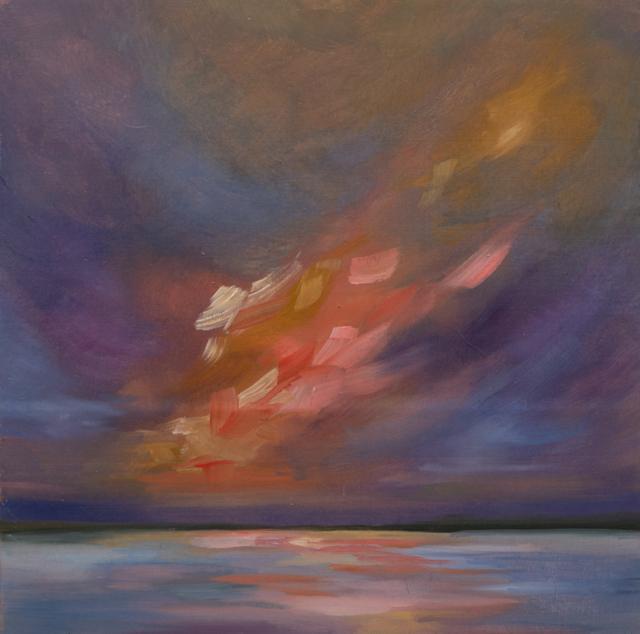 Purple and orange sunset over water