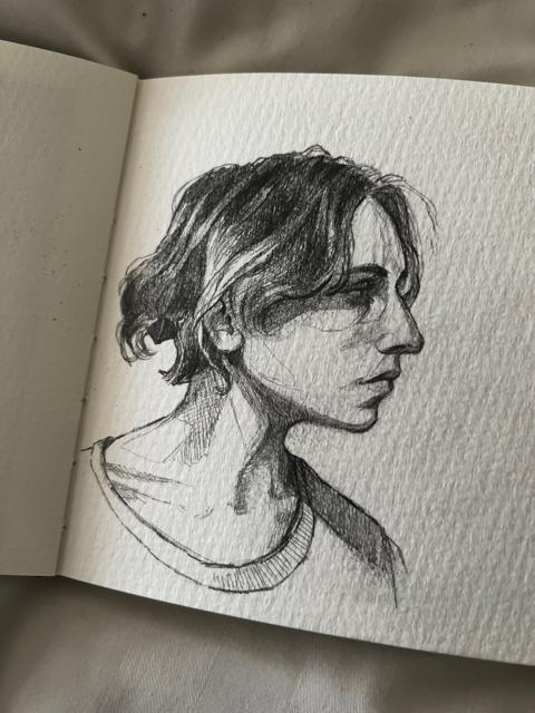 Pencil sketch of a profile, in the sketchbook